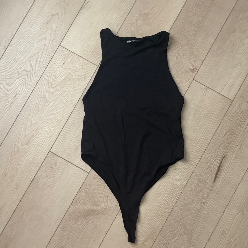 Zara Black Sleeveless High Neck Bodysuit